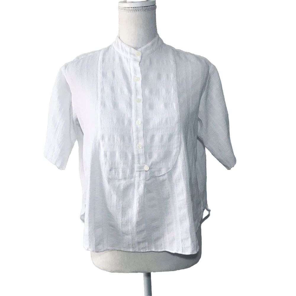 Derek Lam 10 Crosby White  Button Front Top Blouse 100% Cotton Womens Small
